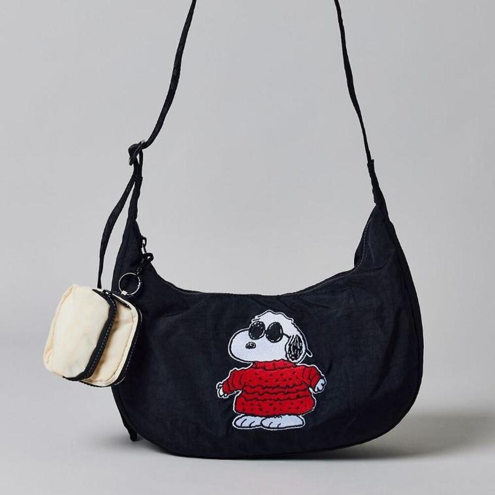 baggu uo exclusive joe warm embroidered medium  nylon crescent bag